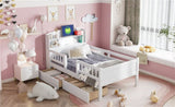 Wood Twin Size Platform Bed with Built-in LED Light, Multi-functional Headboard, Guardrail and 2 N709P243969K