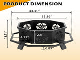 43" Octagonal Black Iron Fire Pit, Sheet Assembled Outdoor Bonfire Brazier with 01195977