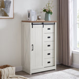 5 Drawers Dresser w/Sliding Barn Door, Farmhouse Modern Tall Dresser 5 Chest of Drawers, Storage W2275P206613
