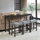 4 Piece Bar Table Set with Power Outlet,Bar Table Set with Chairs,Sofa Bar Table with Stools,Behind W1998P193827
