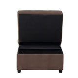 ZNTS Modern Lift Top Storage Bench with Pull-out Bed 1pc Brown Velvet Tufted Solid Wood Furniture B011P170004