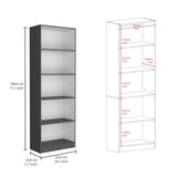 Home 4 Shelves Bookcase with Multi-Tiered Storage -Matt Gray / White -Office B200137835