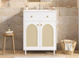 30" Bathroom Vanity with Ceramic Sink, Solid Wood Frame Bathroom Sink Cabinet with Adjustable Shelf, N710P293988K
