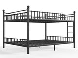 Queen over Queen Metal Bunk Bed with Unique Curved Guardrail Design, Round Tube bunk bed Frame, No 56659198