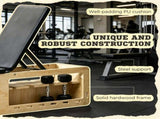 Home Gym Wooden Workout Bench Adjustable Incline Weight Bench with Dumbbell Rack and Built-in 72139805