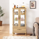 Curio Cabinet Lighted Glass Cabinet Glass Wine Cabinet Curio Display Cabinet with Adjustable Glass W2275P199814