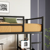 Twin Size Loft Bed with L Shaped Desk and Shelves, Charging Station, Led Lights, Safety Guard & W840P210910