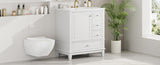 30" Bathroom Vanity with Sink, One Door with Shelf and Three Drawers, Soft Close Door, White N759P225994K