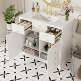 36'' Bathroom Vanity with Ceramic Sink Combo, Solid Wood Frame Bathroom Storage Cabinet, N710P195628K