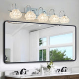 Brushed Nickel Finish Vintage Crystal Vanity Light - Elegant 5-Light Bathroom Mirror Fixture with W1340P206725
