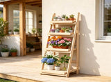 4-Tier Ladder Plant Stand, Foldable Premium Fir Wood Flower Pot Rack, A-Shaped Reinforced Display 15083700