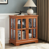 LED Curio Display Cabinet,Antique Display Cabinet with Adjustable Shelves,Retro Design Quality W2275P292660