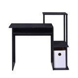 ZNTS Black Computer Desk with Keyboard Tray and Open Shelving B062P184532