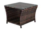 Glass Surface Brown Gradient Iron Frame Rattan Side Table 38666142