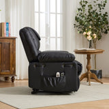 Black PU Remote-Controlled Heating and Massage Assistive Recliner for SeniorsI W570P320457