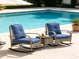 Gray 3-Piece Wicker Patio Set Outdoor PE Rattan Rocking Chairs with Coffee Table & Cushions for 31265320