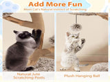 4-Level Natural Pear Wood Cat Tree - 19.5"x35.5", Jute Scratch Posts Plush Ball, Long Plush 98702501