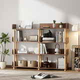 4 Tier Retractable & Rotatable Bookcases, Wooden Corner Book Shelf, Storage Rack for W1801P195686