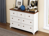 Wooden Captain Seven-Drawer Dresser for Bedroom, Living Room, Kids' Room, WhiteWalnut 06995691