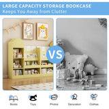 Yellow Kids Wooden Bookshelf Toy Storage Organizer with Bookcase, Kid's Bin Storage Unit with 6 W2876P233555