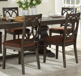 Classic Transitional Style Chairs 2pc Set Espresso Finish Wood Frame Brown Seat Upholstery B2741P334818