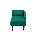 Aijia 60.6" Velvet Chaise Lounge Buttons Tufted Nailhead Trimmed Solid Wood Legs with 1 Pillow,Green W1117P284890