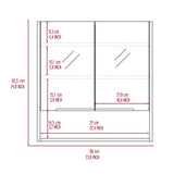 Jaspe Mirror Cabinet, Three Internal Shelves, One Open Shelf, Double Door Cabinet -White B20091916