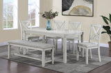 1pc Driftwood Finish Standard Height Bench Gray White Fabric Upholstered Seat Cushion Tapered Legs B011P184617