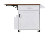 39.3" Farmhouse Kitchen Island with Drop Leaf, Kitchen Storage Island with Open Side Rack, One 44318455