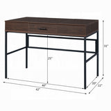 Oak and Black 1-Drawer Writing Desk with USB Port B062P209217