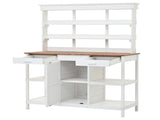 66" Large Outdoor Farmhouse Wooden Potting Bench Table, Garden Workstation with 2 Drawers, WF300211AAK