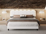 Lambswool Petal Headboard Bed Frame Cream Style Bedroom Soft Bed with Atmosphere Light, Queen N769P272030W