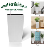 Indoor/Outdoor Modern Faux Rattan Design Square Planter, 22.6 inch White Plastic Large Planter with W2885P253194