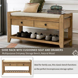Shoe Rack with Cushioned Seat and Drawers, Multipurpose Entryway Storage Bench 17964080