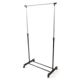 ZNTS Single-bar Vertical & Horizontal Stretching Stand Clothes Rack with Shoe Shelf YJ-01 Black & Silver 62194653