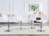 A set of 2 white vintage crocodile lift chairs, featuring crystal clasp design and synthetic W3875P371068