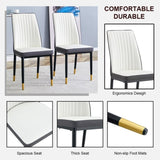 4 Dining Chair Set, White Grey Dining Chair Set, High Back Seat in PU Material and Sturdy Black W1512P355795