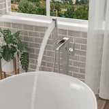 Freestanding Bathtub Faucet Waterfall Tub Filler Brushed Nickel Floor Mount Brass Bathroom Faucets W1243P316370