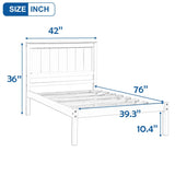 ZNTS Platform Bed Frame with Headboard, Wood Slat Support, No Box Spring Needed,Twin, White 94135601