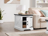 Farmhouse end table Nightstand Rectangular Farmhouse End Table with Barn Door and Adjustable Storage 94026504