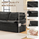 59.5" Ergonomic Sofa Bed with Storage & Charging - Supportive Chenille Convertible Sleeper, 800lb W2606P301327