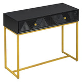TREXM Modern Sleek Console Table Two Drawers with Stripe Design for Living Room and Entryway N715P201976B