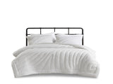 3 PCS Full/Queen Poly Jersey Puffy Comforter Set White B035P319898