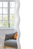 Solid Wood Wavy Rectangle Mirror-Natural-Wood 40" x 28" Modern Mirror Wall Decor for Bathroom, W1445P246641
