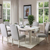 Transitional Style Antique White Frame Set of 2pc Side Chairs Gray Fabric Parson Chair Camel Back B011P208978
