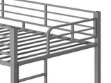 Grey Twin Bunk Bed Square Tube High Guardrail Side Ladder Opening Iron Bed 52361693