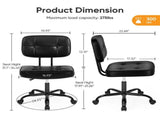 Ergonomic PU Leather Desk Chair, Armless Rolling Chair with Thickened Cushion for Small 47488096