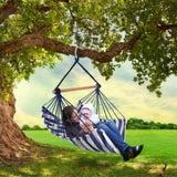 Hammock Hanging Canvas Porch Patio Swing Seat Portable Camping Rope Seat Wooden Stick Hammock 85262988