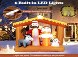 6ft Inflatable Nativity Scene - 6 Built-in LED Lights Weather-Resistant Polyester Xmas Outdoor Decor 92207829