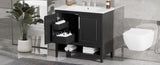 36" Bathroom Vanity with Sink, Multi-functional Bathroom Cabinet with Doors Drawers, MDF Frame WF319758AAB